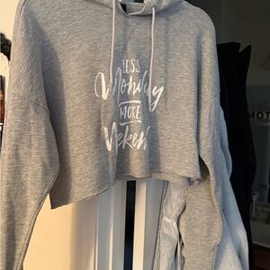 Walking Cradles Women's Light Gray Cropped Hoodie with White Script